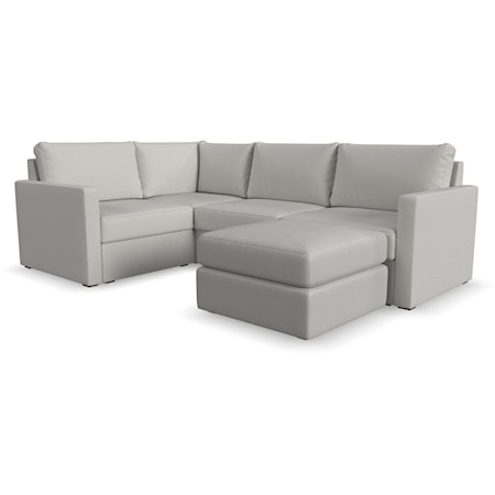 Transitional 4-Seat Sectional Sofa with Ottoman