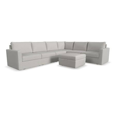 6-Seat Sectional Sofa with Storage Ottoman