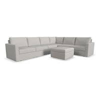 Transitional 6-Seat Sectional Sofa with Storage Ottoman