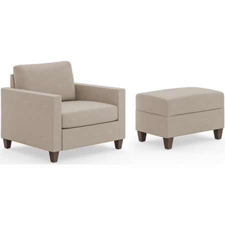 Transitional Chair and Ottoman Set