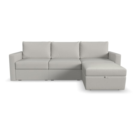 Standard-Arm Sofa with Storage Ottoman