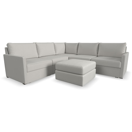 Transitional 5-Piece Sectional Sofa with Ottoman