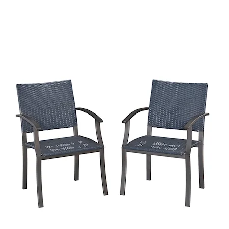 Set of 2 Outdoor Woven Dining Chairs