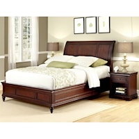 Traditional King Sleigh Bed and Nightstand