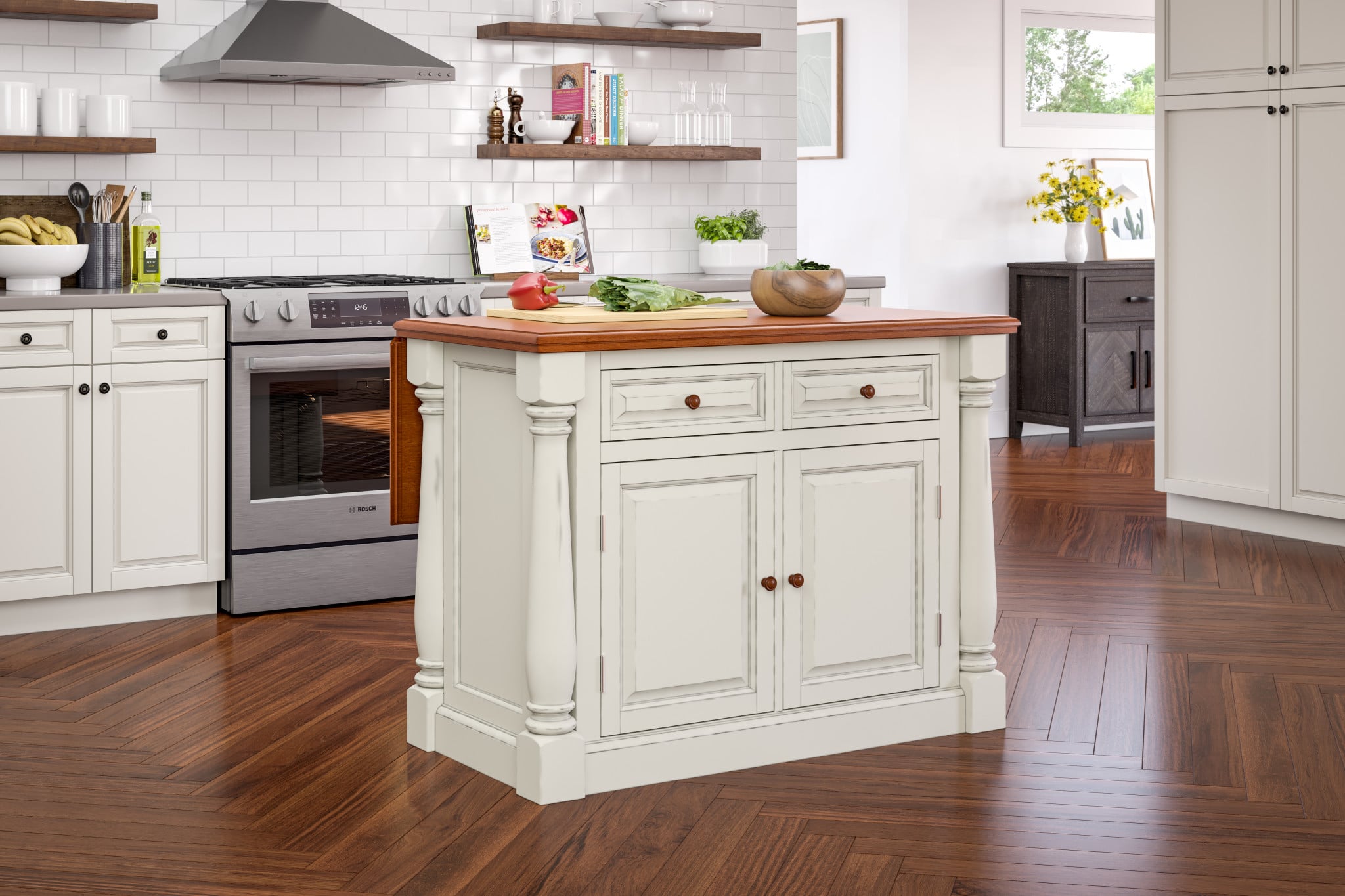 homestyles Monarch Kitchen Island with Wood Top