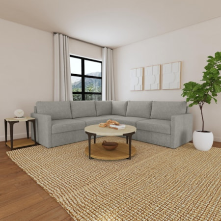 Narrow-Arm 5-Seat Sectional Sofa