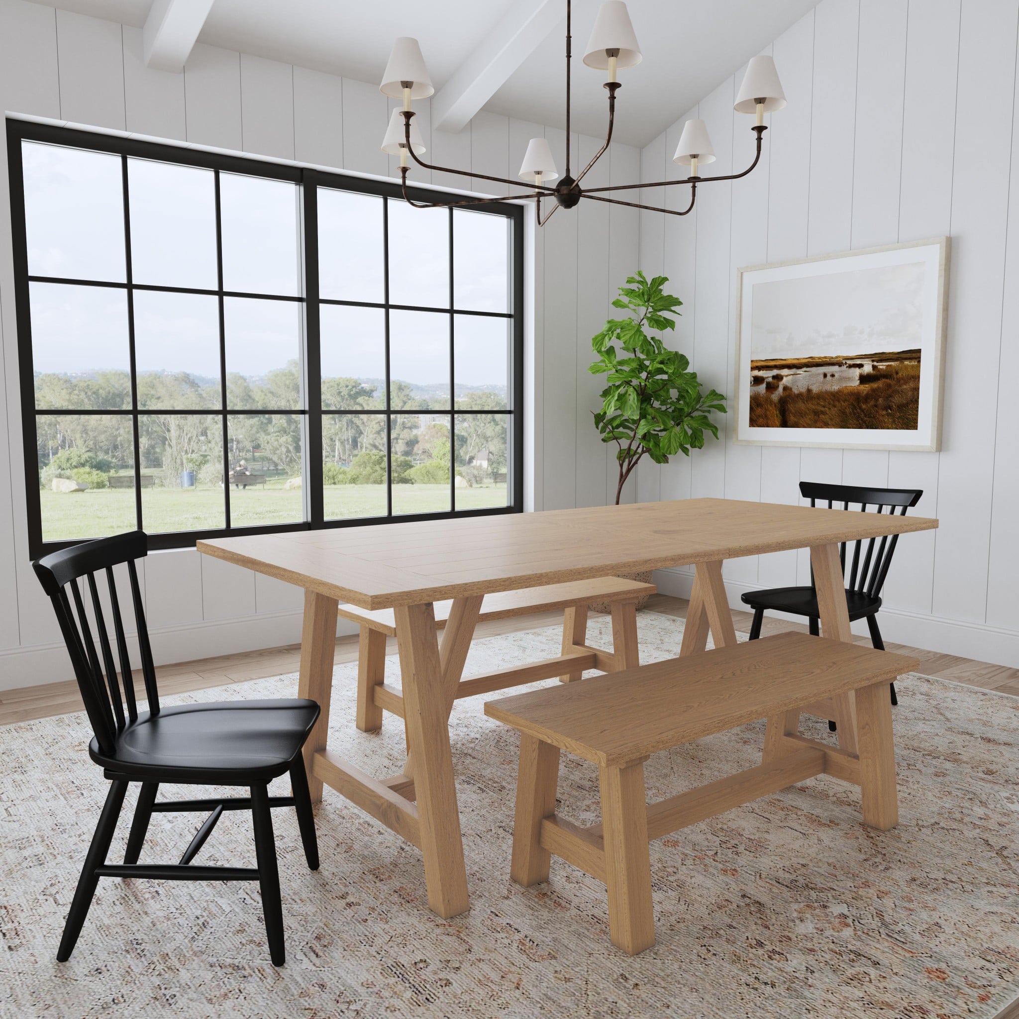 homestyles Trestle Dining Table with Benches