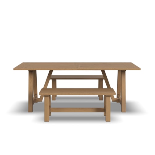Farmhouse Dining Table with 2 Benches