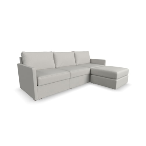 Flex Sofa with Narrow Arm and Ottoman - Frost