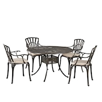 Traditional 5-Piece Outdoor Dining Set with Cushions