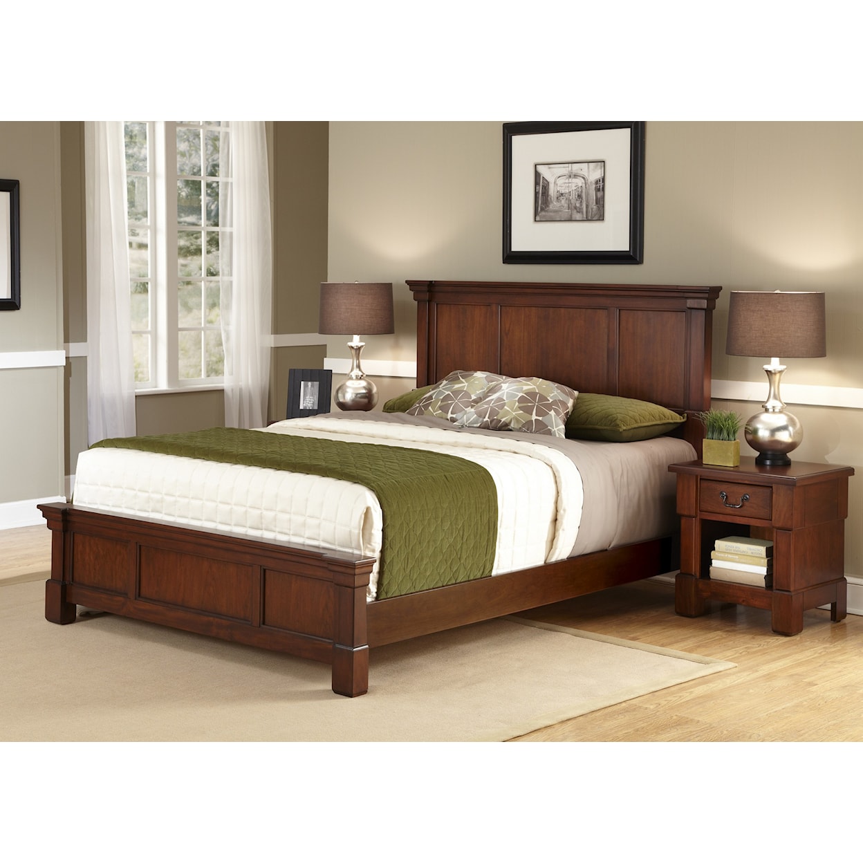 homestyles Aspen Queen Bed and Nightstand