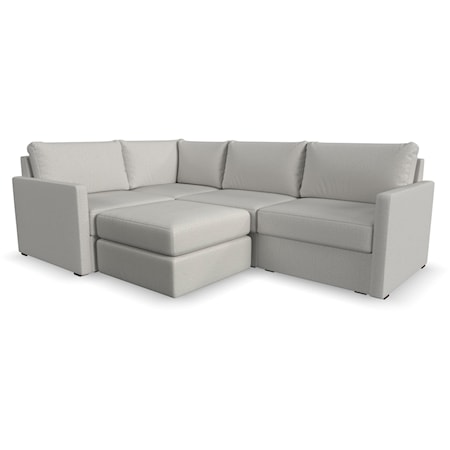 Transitional 4-Seat Sectional Sofa with Ottoman Sofa