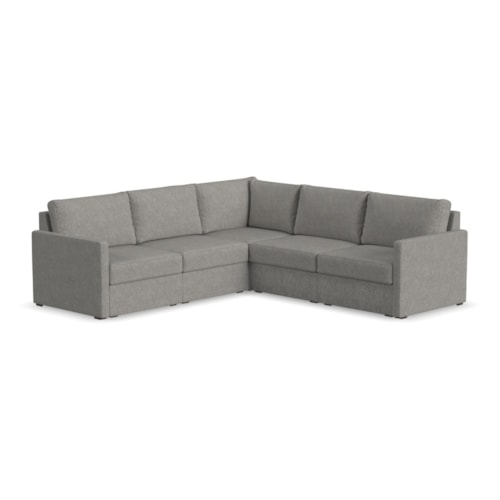 Flex 5-Seat Sectional with Narrow Arm - Pebble