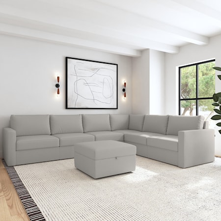 6-Seat Sectional Sofa with Storage Ottoman