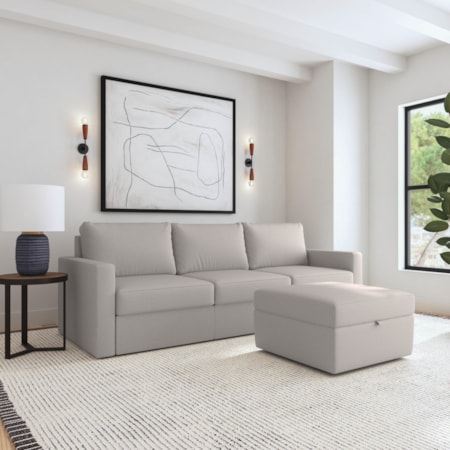 Standard-Arm Sofa with Storage Ottoman