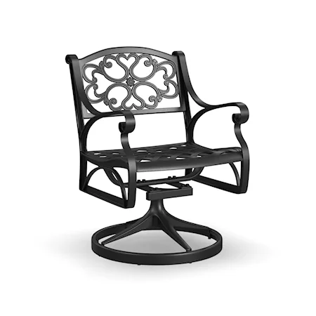 Traditional Outdoor Swivel Rocking Chair with Cast Aluminum Frame