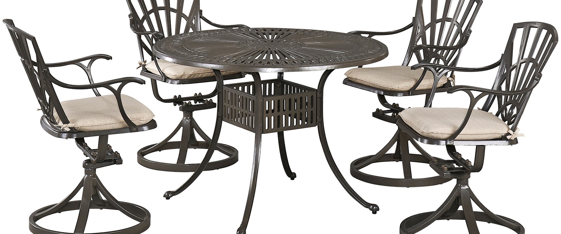 Traditional 5-Piece Outdoor Dining Set with Cushions