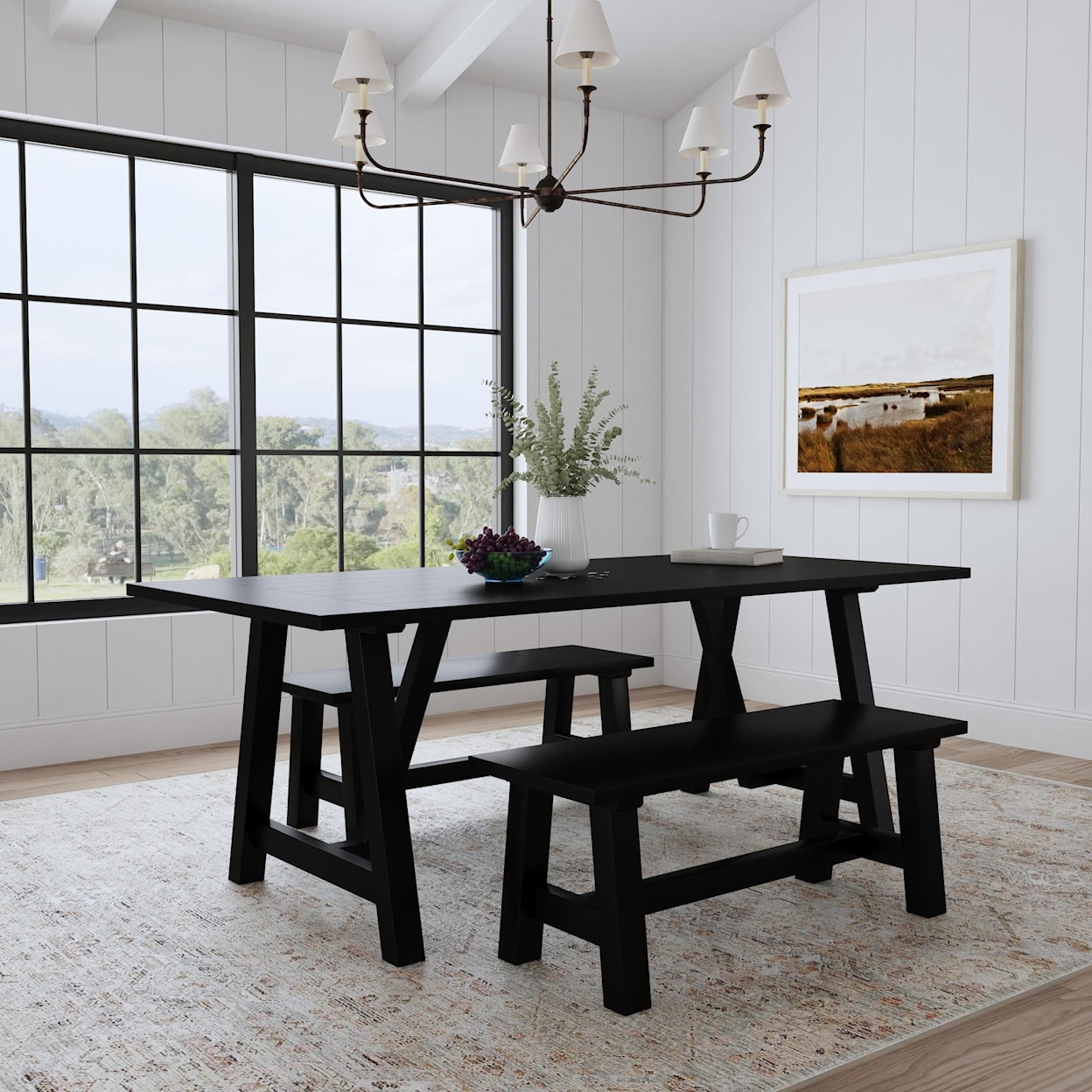 homestyles Trestle Dining Table with Benches