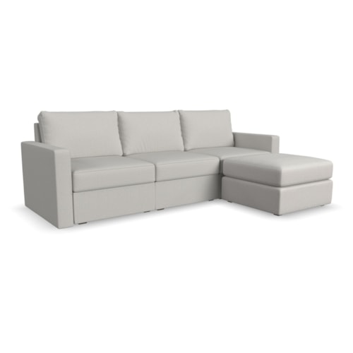 Flex Sofa with Standard Arm and Ottoman - Frost