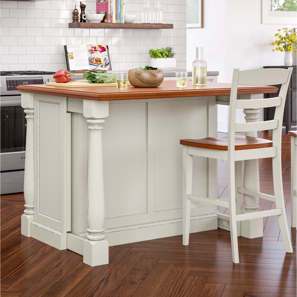 homestyles Monarch Kitchen Island with Wood Top