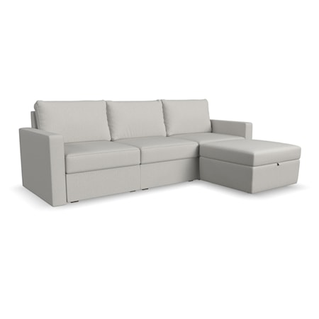 Standard-Arm Sofa with Storage Ottoman