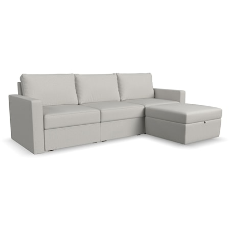 Transitional Sofa with Storage Ottoman