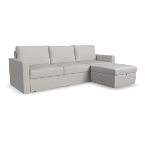 Flex Sofa with Standard Arm and Storage Ottoman - Frost