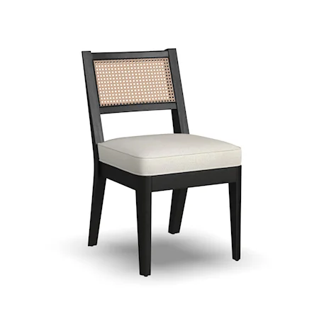 Contemporary Armless Dining Chair with Woven Back