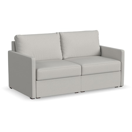 Transitional Loveseat with Track Arms