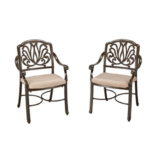 Set of 2 Traditional Outdoor Dining Arm Chair with Cushion