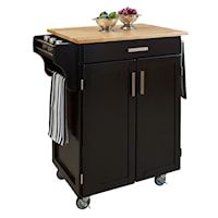 Traditional Kitchen Cart with Natural Wood Top