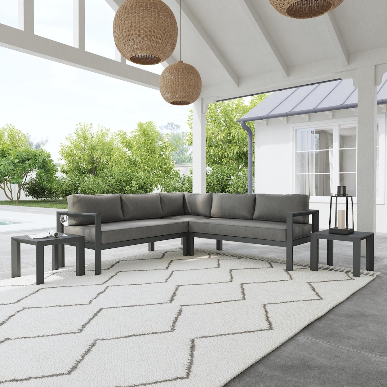 homestyles Grayton Sectional Sofa with End Tables