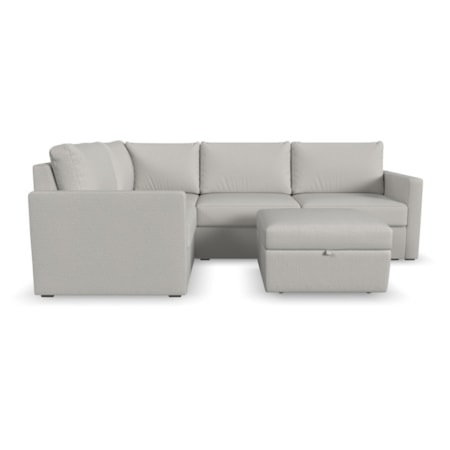 4-Seat Sectional Sofa with Storage Ottoman