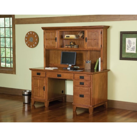 Double Pedestal Desk and Hutch