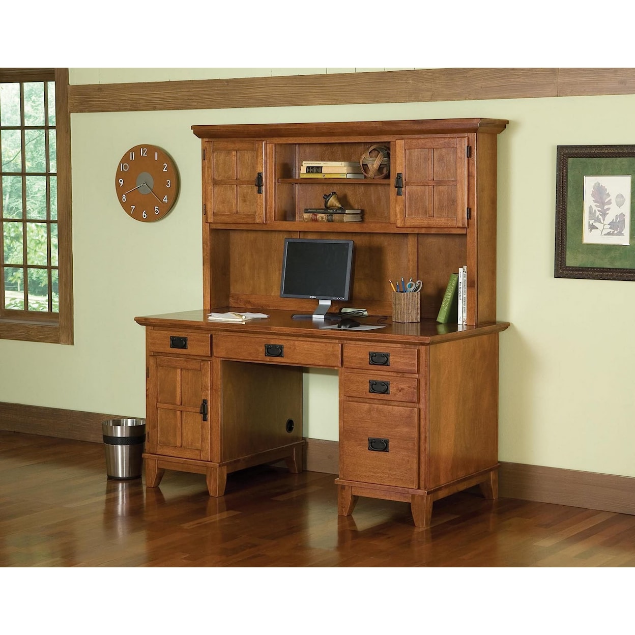 homestyles Arts and Crafts Double Pedestal Desk and Hutch