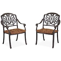 Set of 2 Traditional Outdoor Dining Arm Chair with Cushion