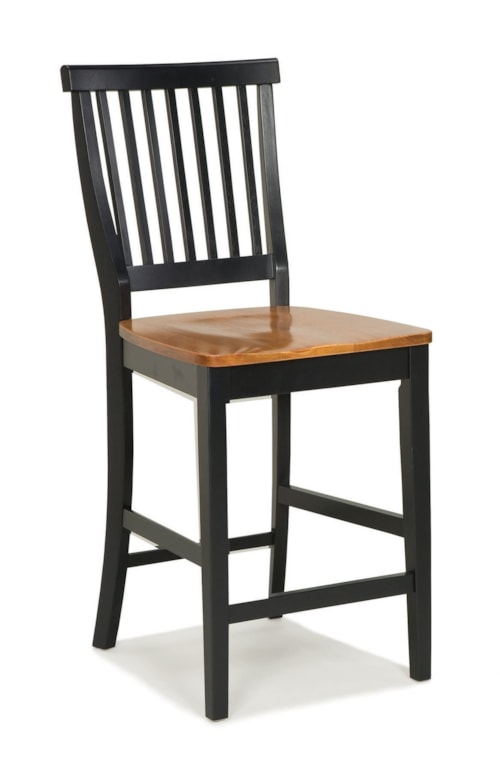 Traditional Counter Height Stool with Slat Back