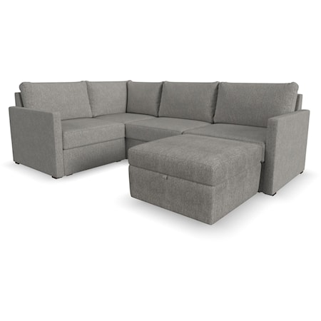 4-Piece Sectional and Storage Ottoman