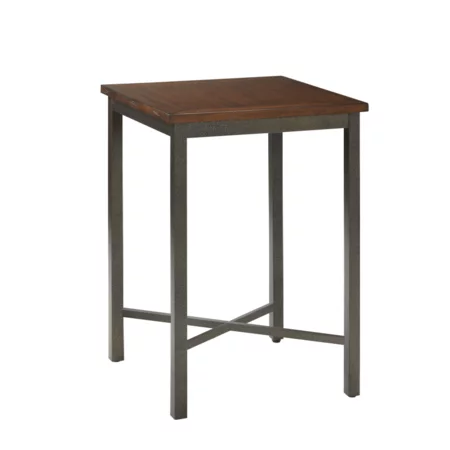 Rustic Square Metal and Wood Bar Table
