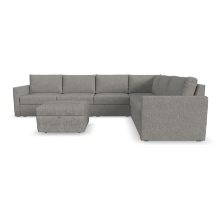 6-Seat Sectional Sofa with Storage Ottoman