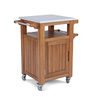 Traditional Outdoor Rolling Kitchen Cart with Steel Top