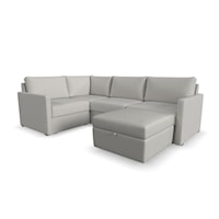 Transitional 4-Piece Sectional Sofa with Storage Ottoman