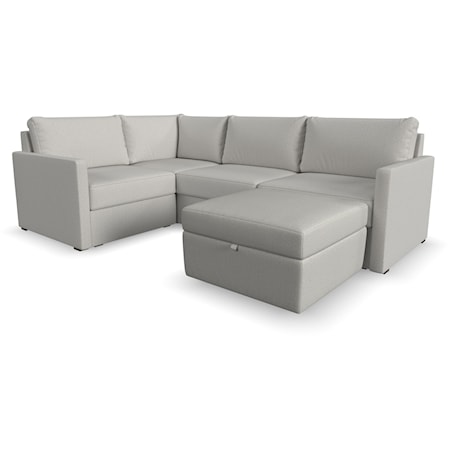 Transitional 4-Piece Sectional Sofa with Storage Ottoman