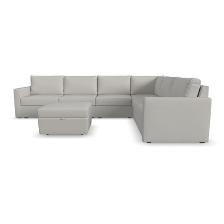 6-Seat Sectional Sofa with Storage Ottoman