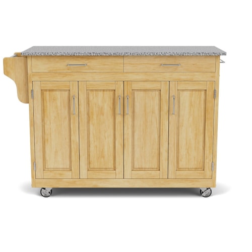 Traditional Kitchen Cart with Natural Finish and Granite Top