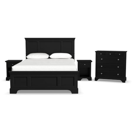 Queen Bed, Two Nightstands and Chest