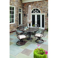 Traditional 6-Piece Outdoor Dining Set with Swivel Chairs and Umbrella