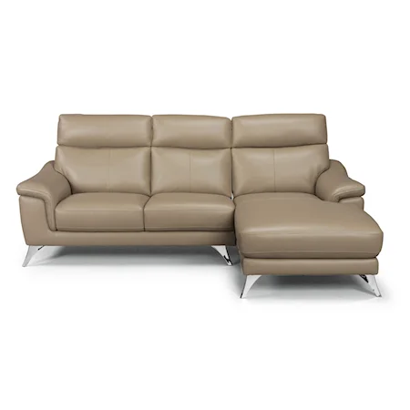 Contemporary Chaise Sofa with Metal Legs