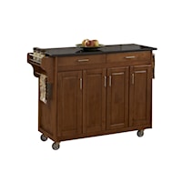 Traditional Kitchen Cart with Cottage Oak Finish with Black Granite Top