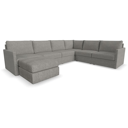 Transitional 6-Piece Sectional Sofa with Ottoman